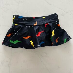 Hanna Andersson Black Swim Skort with Multicolor Lightning Bolts 2T
